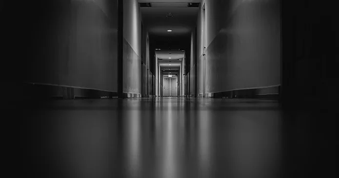 Dark hospital hallway