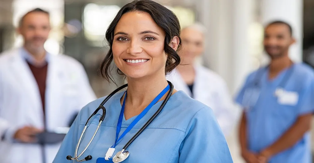 Female nurse smiling