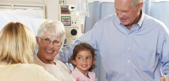 Family with grandparent in hospital