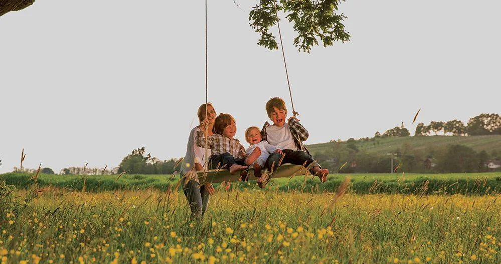 Family on a swing