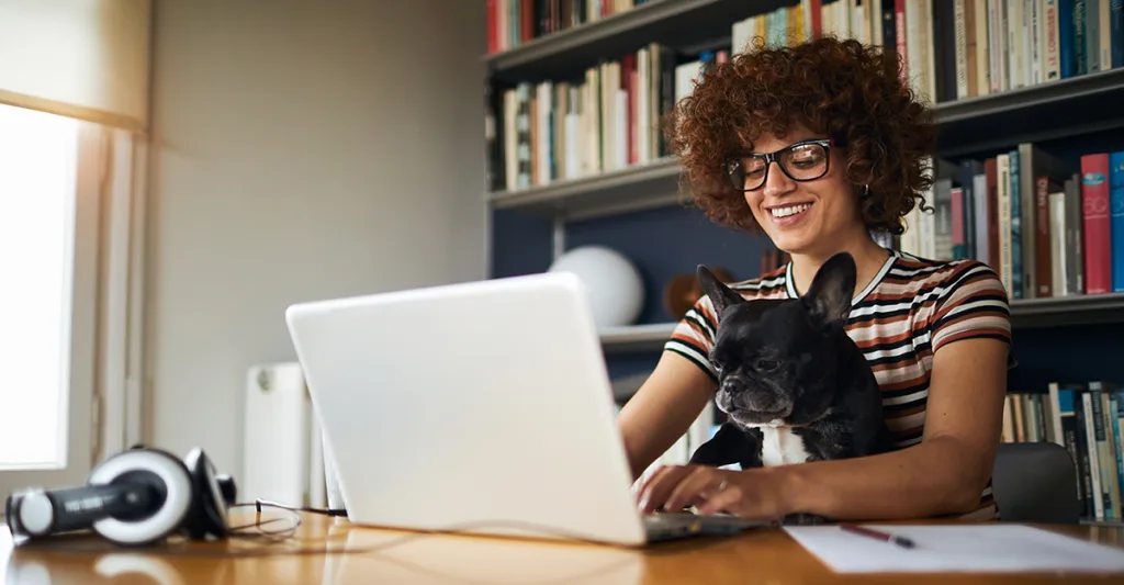 Woman studying on computer