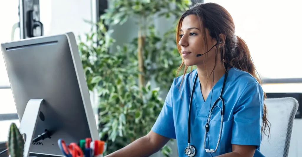 Nurse performing telehealth