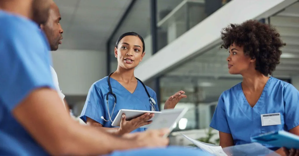 Nurses in a huddle