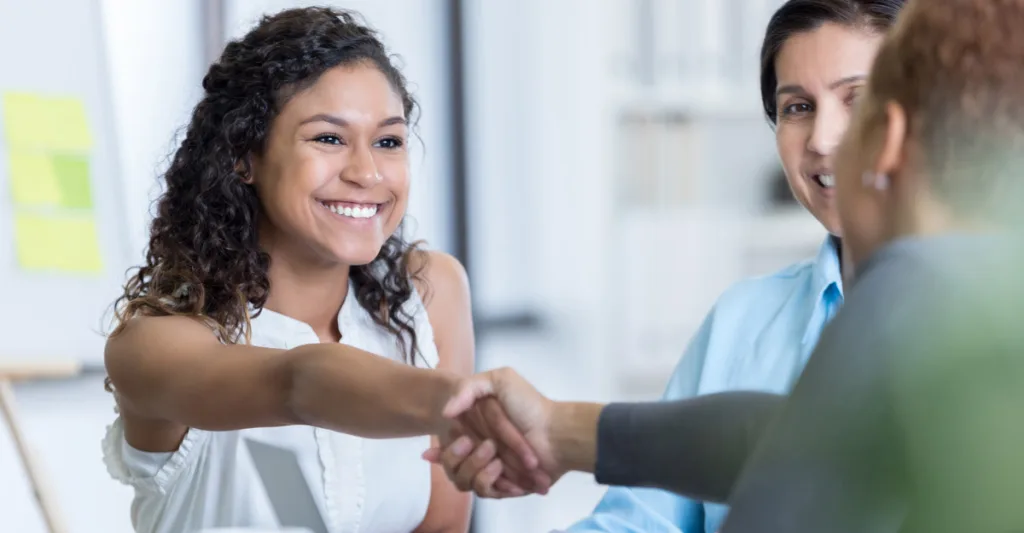 Nurse interview handshake