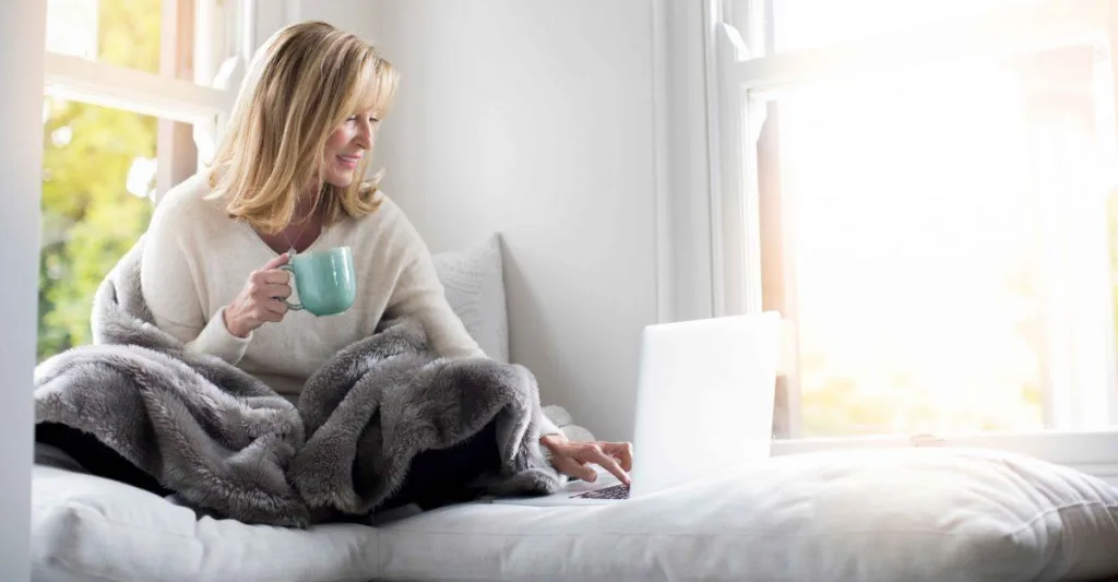 Woman working on a laptop