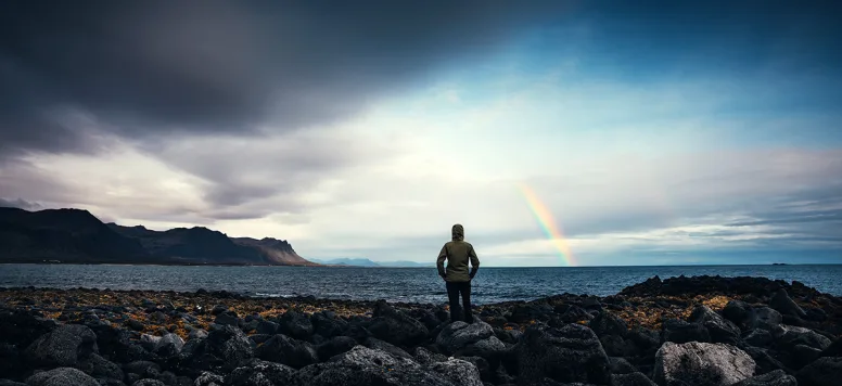 Storm clouds with a rainbow