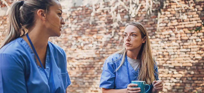 Nurses talking on a break