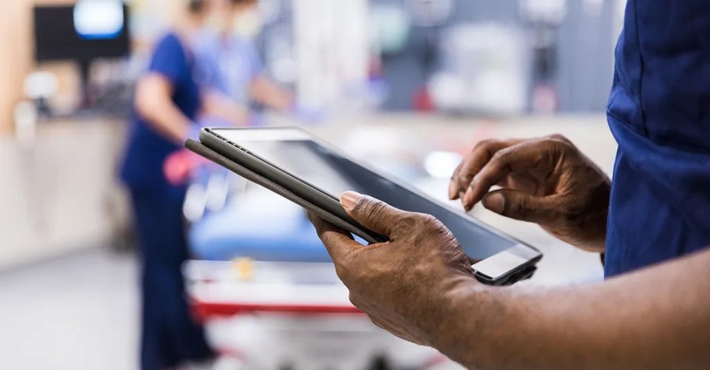 Nurse using iPad