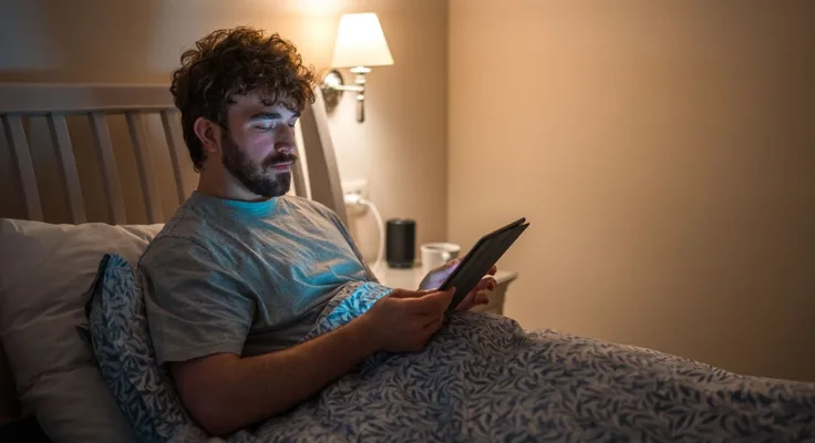 Man reading in bed