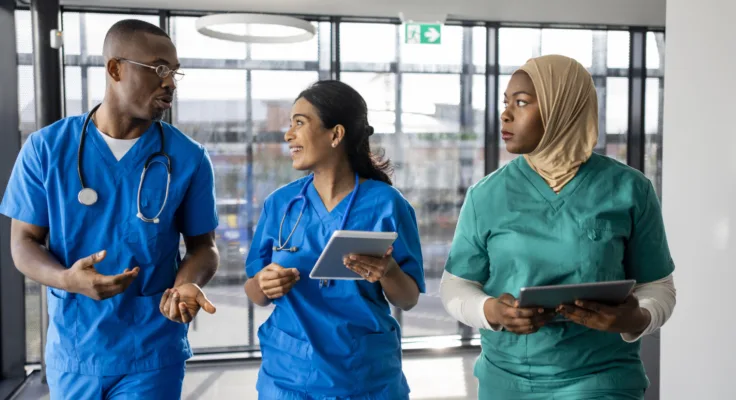 nurses walking in group