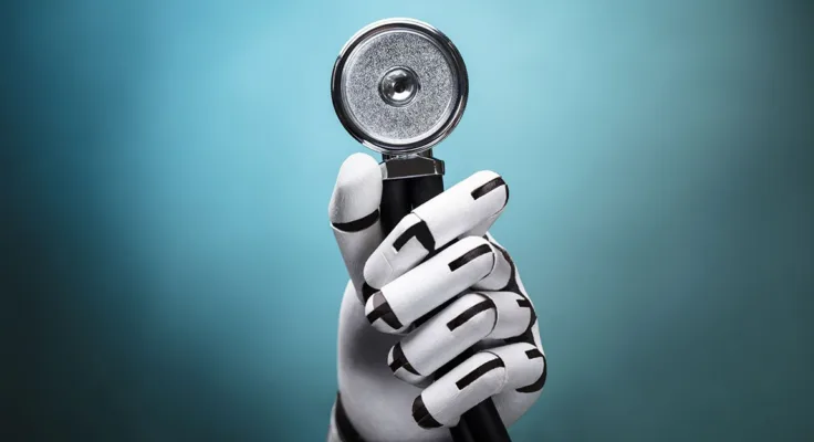 Robot holding a stethoscope