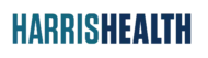 Logo of harris health system in shades of blue with a gradient effect, featuring bold, block lettering.