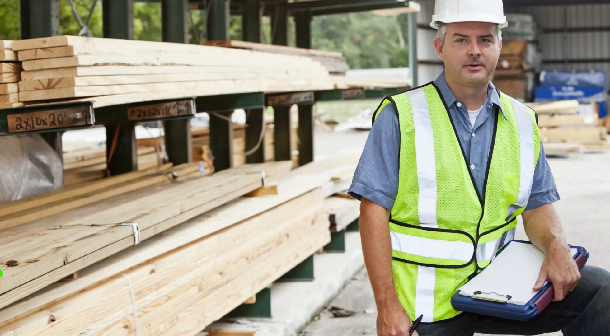 Man working in lumber yard