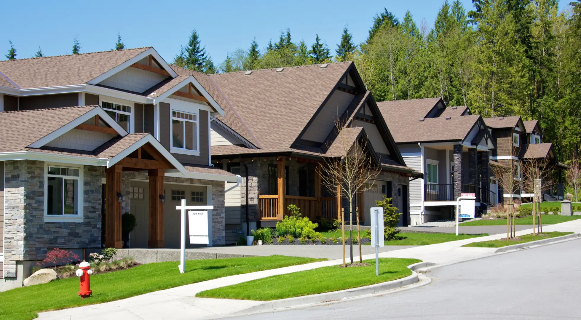 A row of homes for sale