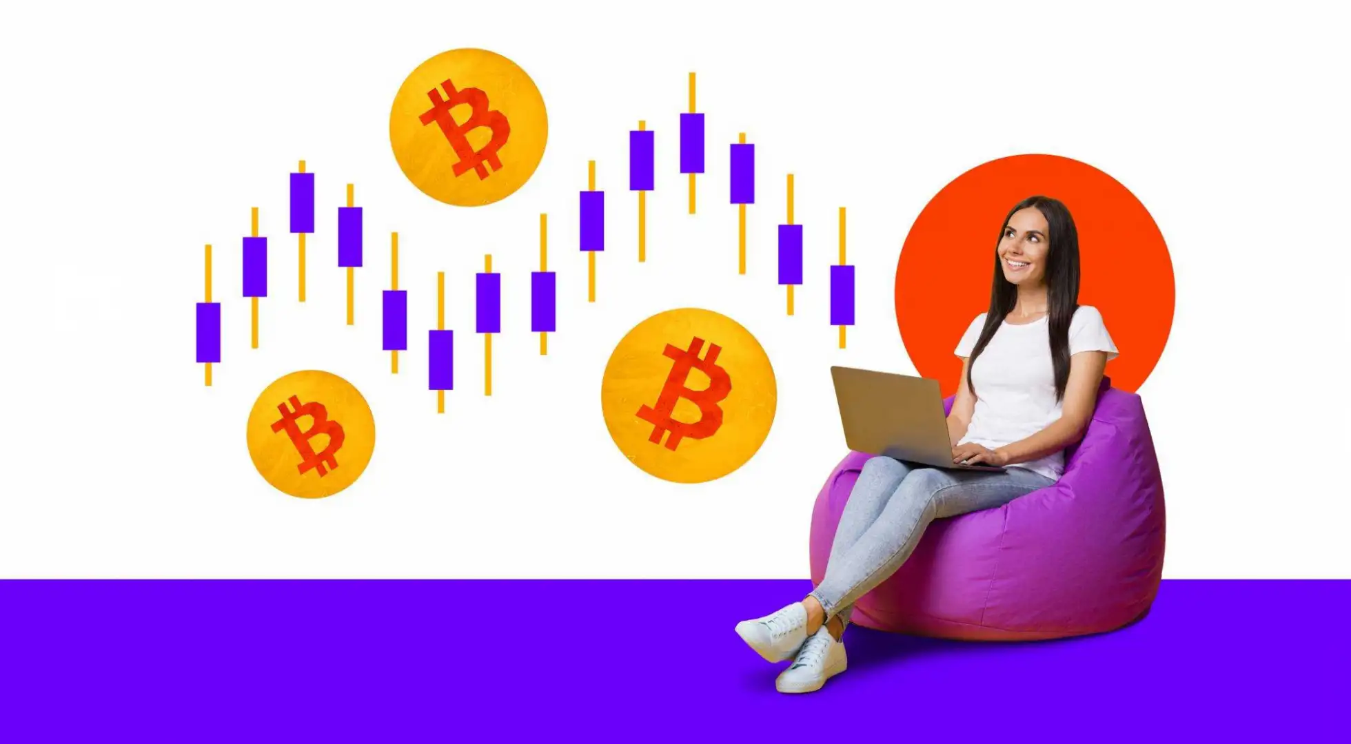 Can Homebuyers Use Crypto As a Mortgage Down Payment? Woman sitting on a chair looking at bitcoin