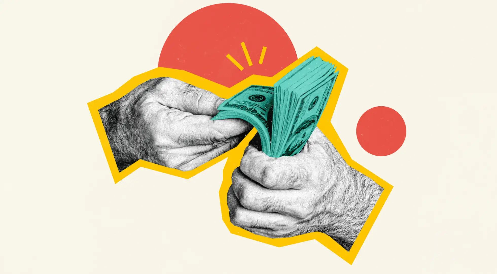 Two hands flipping dollar bills