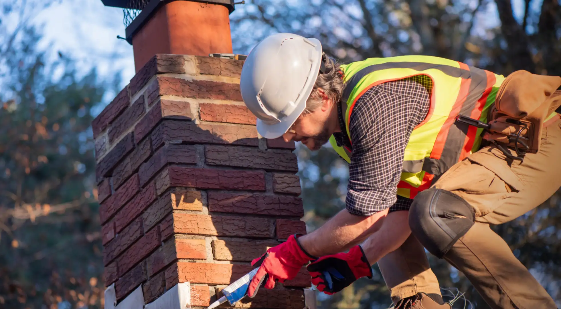 Man repairing chimney
