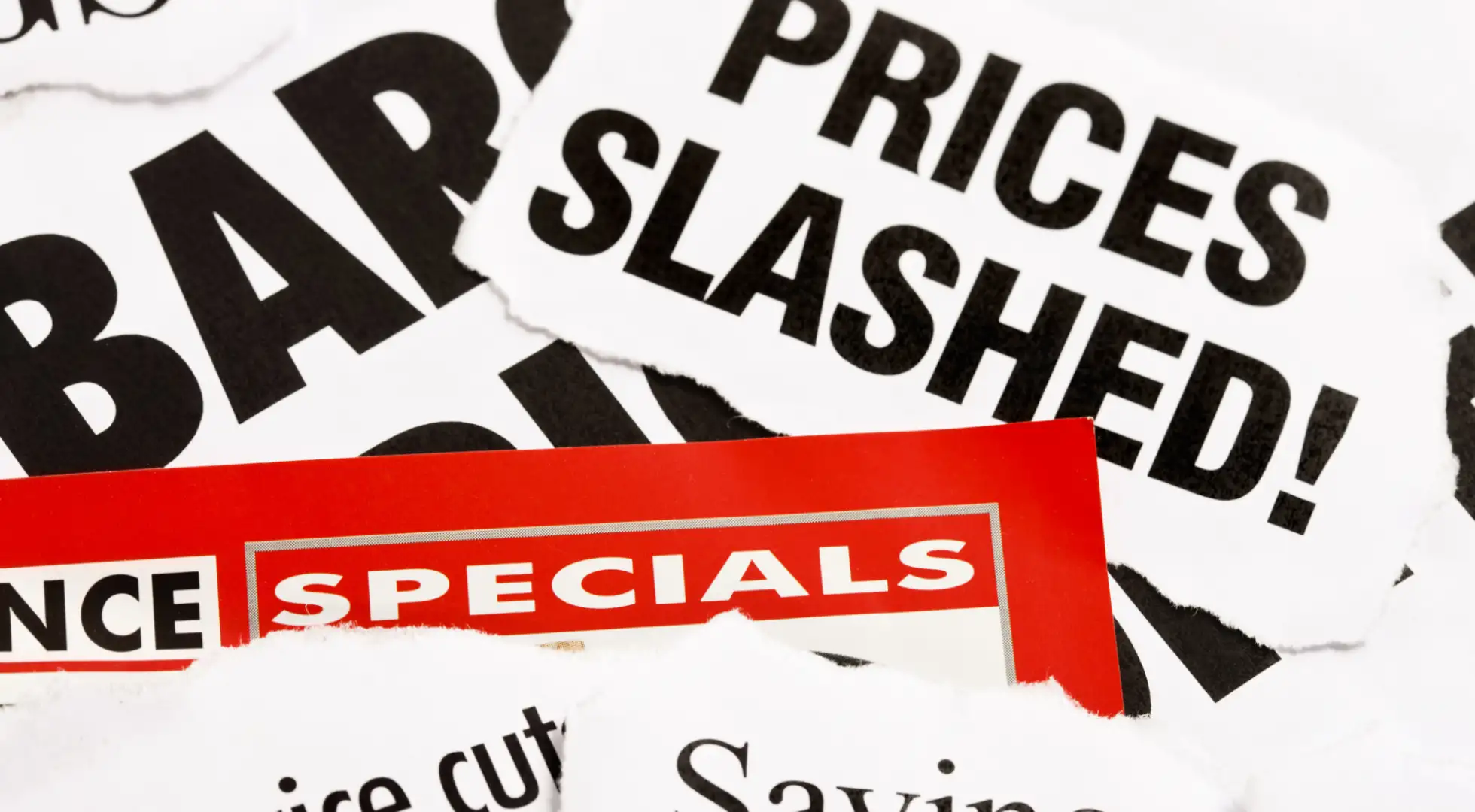 prices slashed signs
