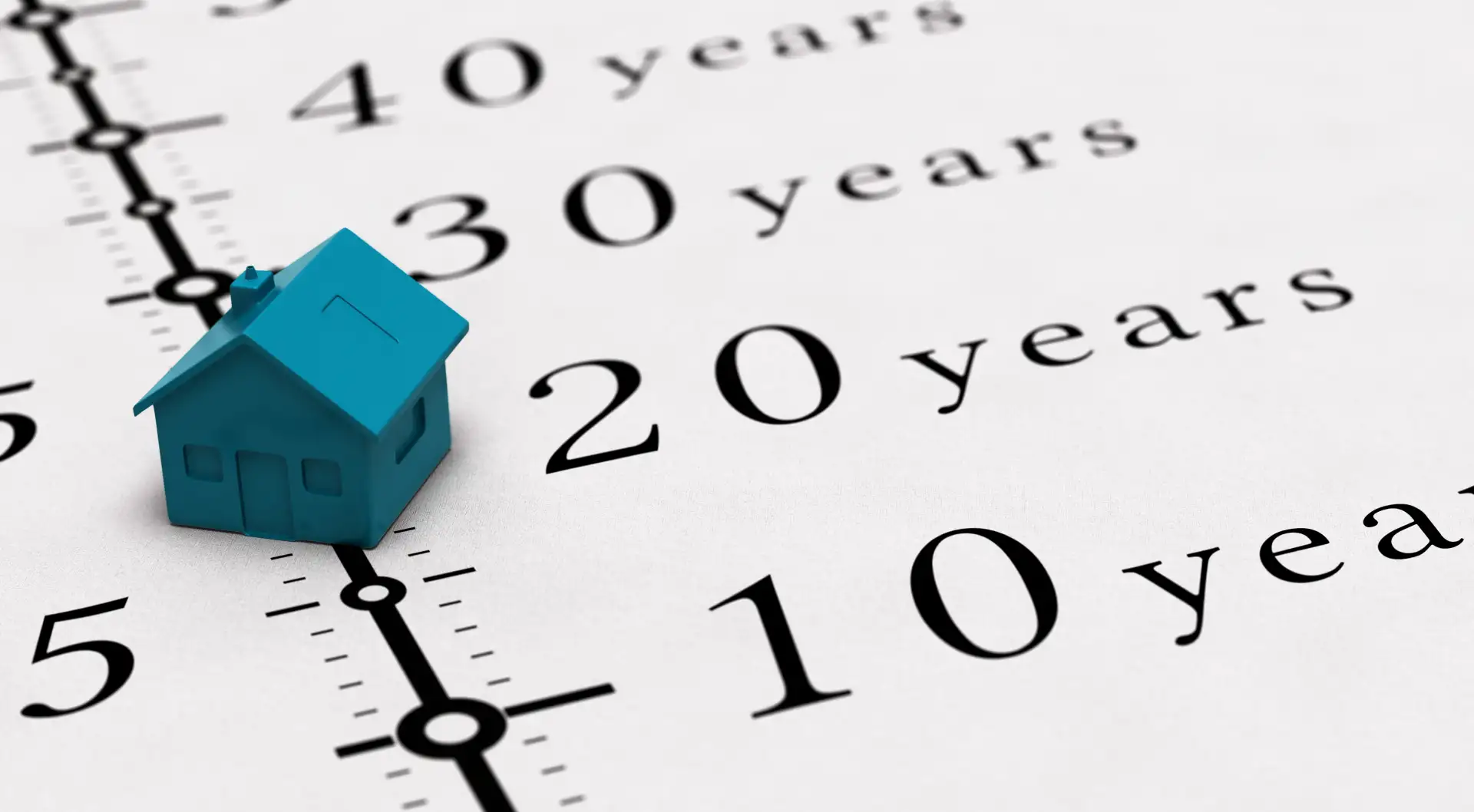 line with a small house on it showing mortgage terms including 30-year and 15-year