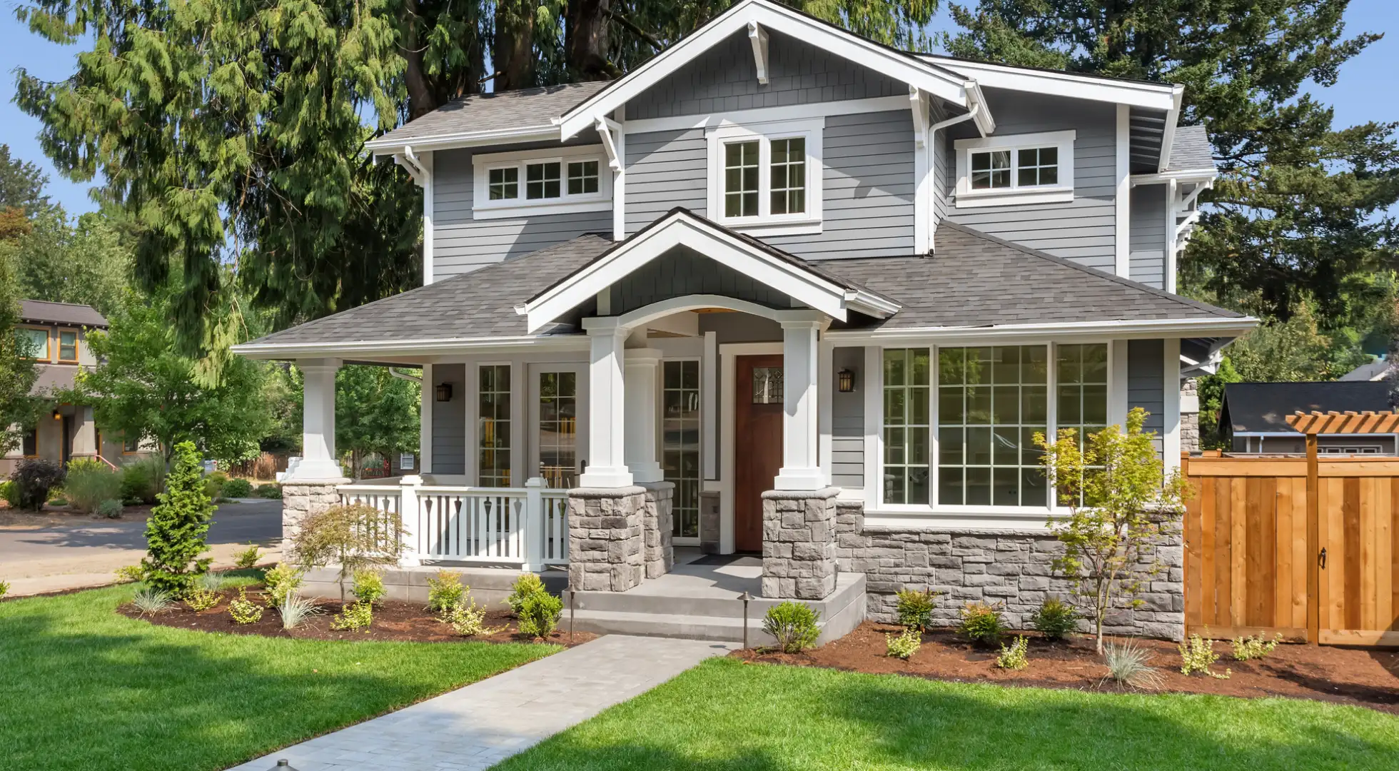 House with green lawn