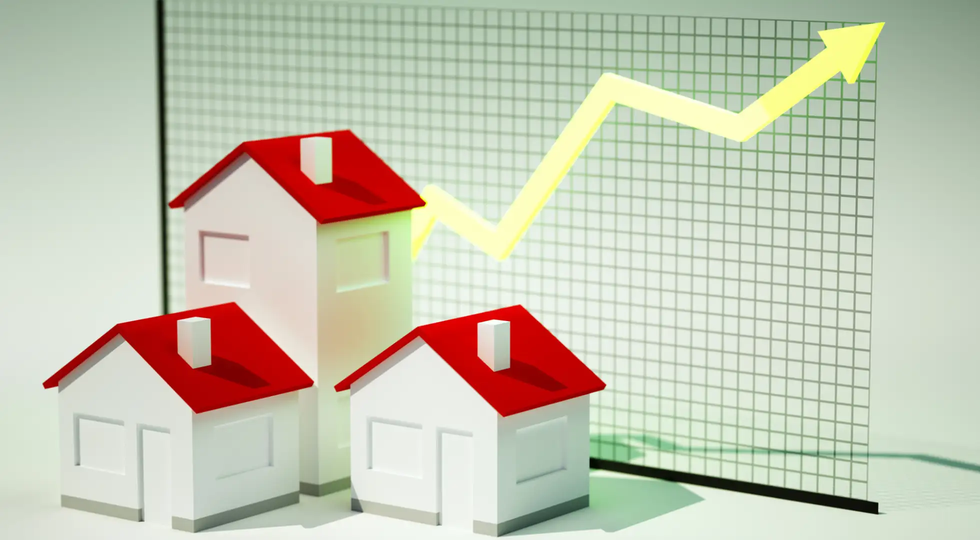 houses in front of mortgage rate graph