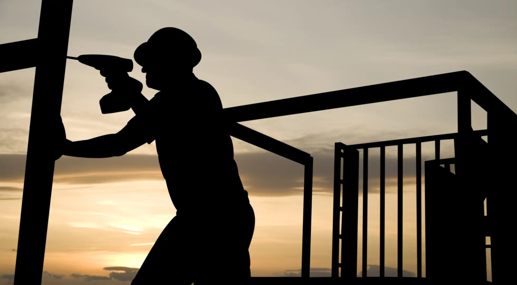 home construction worker at nightfall