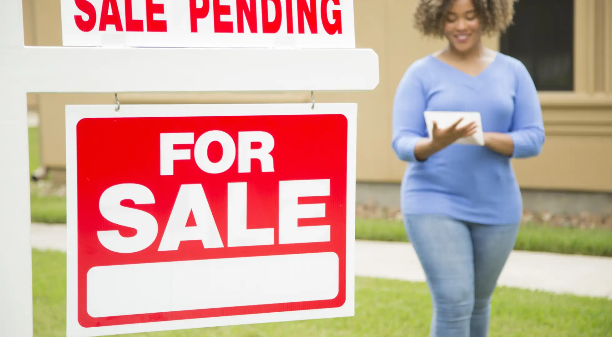 Pending Home Sales Plummet as a Shortage of Inventory Challenges Buyers pending home sale sign with real estate agent