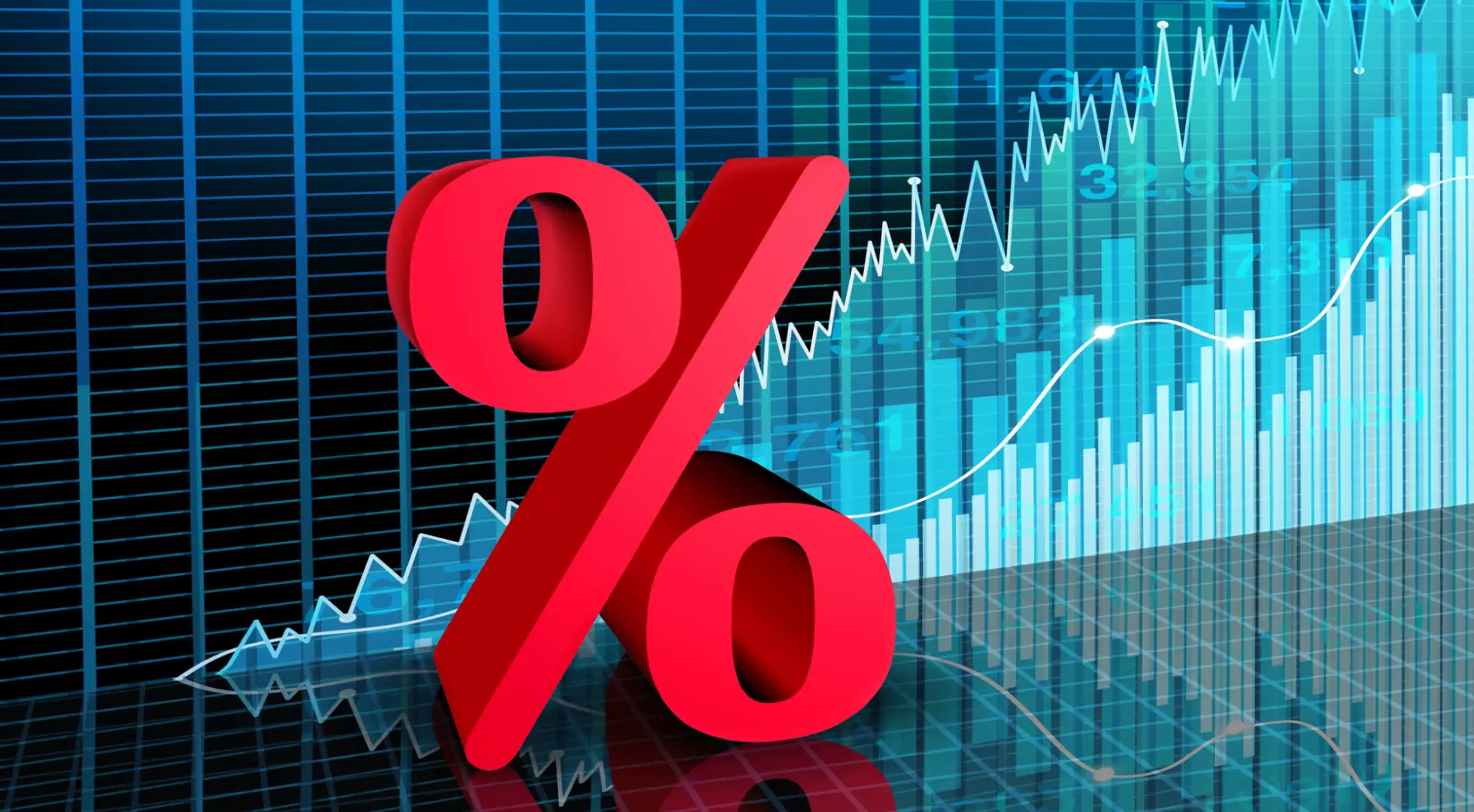 interest rate sign in front of graph