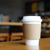 Coffee cup on a table.