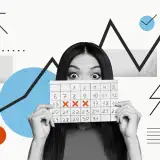 A woman with a calendar looking surprised