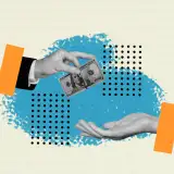 One hand giving another hand cash