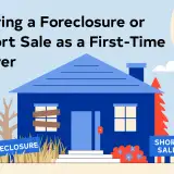 A split house, on the left a foreclosure, on the right a short sale.