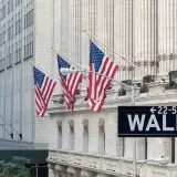 Wall street building with flags
