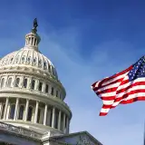 Congress dome with flag: government shutdown