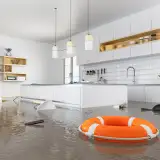 Flood in kitchen due to extreme weather