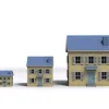 three homes increasing in size