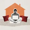 Homeowner on laptop going through refinancing process