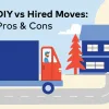 Illustration of moving truck going toward home