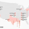 map highlighting the cities with the largest expected price declines in 2026
