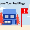 home tour red flags with a graphic of a home and a large red flag