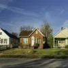 row of smaller starter homes from the street