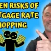 Man pointing to text: Risks of mortgage rate shopping