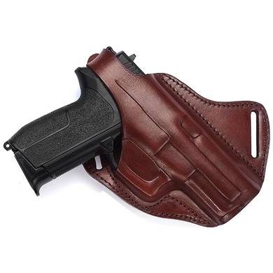 Cross draw leather gun holster