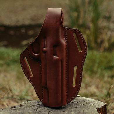 Cross draw leather gun holster for single action revolvers