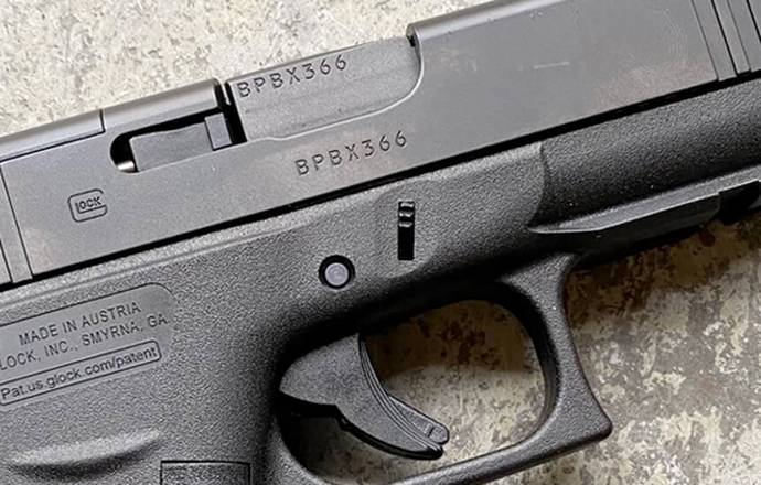 Glock 48 pistol in black color