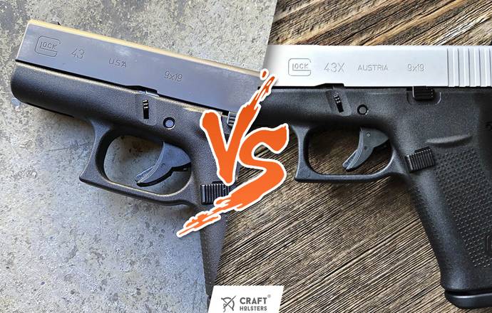 glock 43 and glock 43x handguns compared