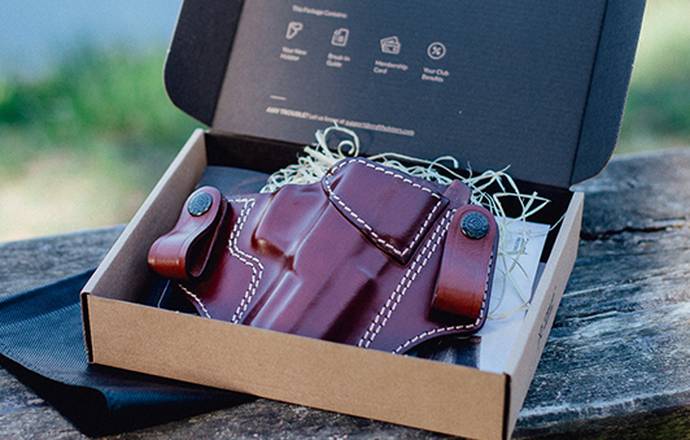 A neat custom leather holster for Taurus G2c in a box