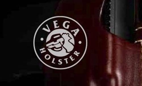 Logo of Vega Holster company on a black background