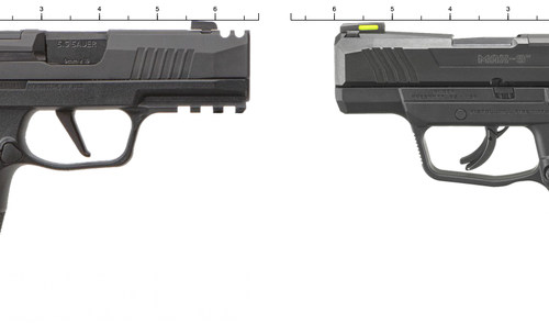 sig sauer p365 x macro pistol comapred to the ruger max-9 pistol in a chart