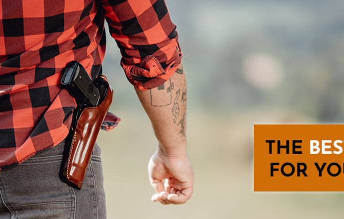 A guy in a flannel shirt with an OWB holster